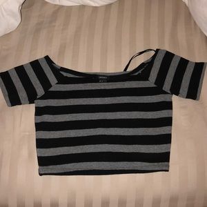 Black and grey striped crop top